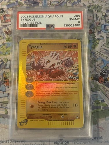 2003 Pokémon Aquapolis Tyrogue Rev Foil #63 PSA 8 NM-MT Cert# 139029180