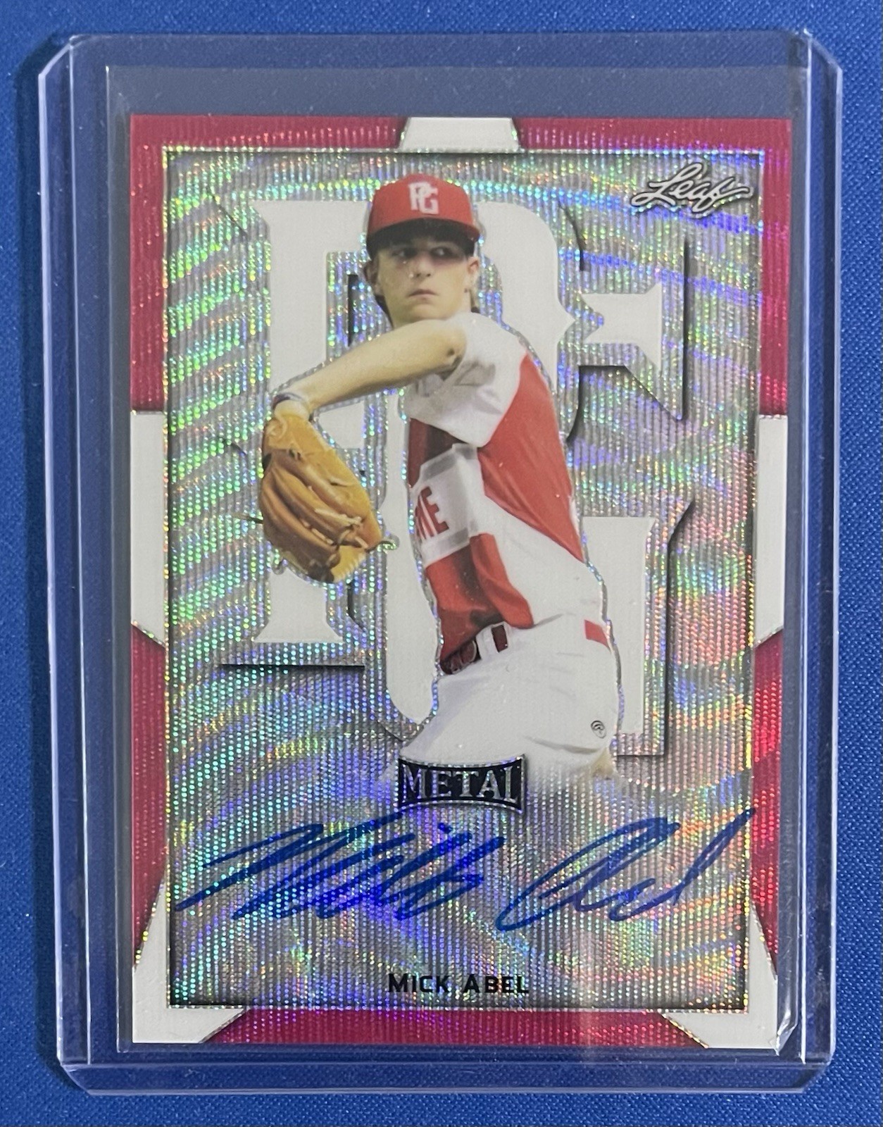 2019 Leaf Perfect Game AAC Mick Abel Twins Pink Wave Autograph Card #’d /6