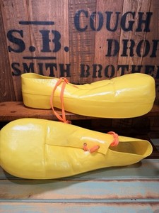 1970s Jumbo Plastic Clown Shoes Adult Rubies 15" Yellow 1978 Clown Costume