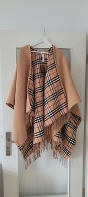 Burberry Reversible Check 100% Cashmere Cape in Archive Beige