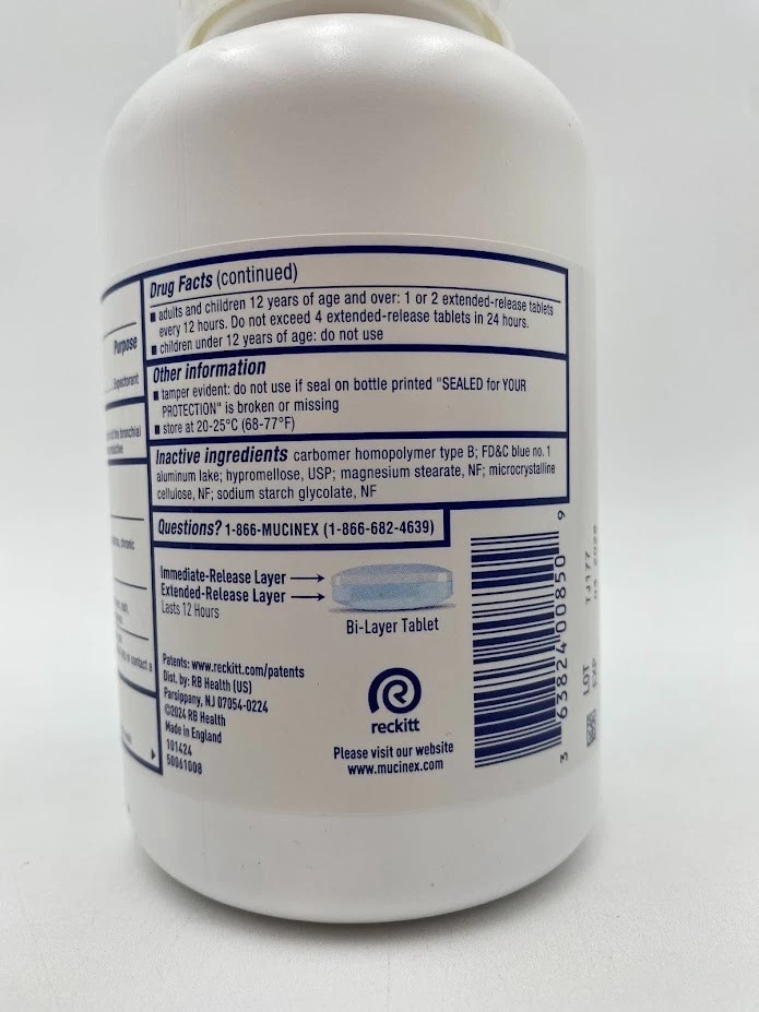 MUCINEX Alivia Congestión Pechera 12 Horas 500 Comprimidos Exp 3/28 Foto 4 de 4