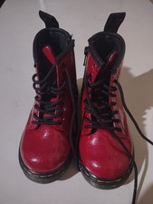 Dr. Martens 1460 Cosmic Glitter Junior Boots Red Patent Leather Kids Size 8