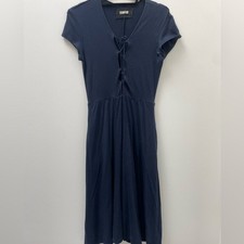 Reformation Women's Navy Lace-up Front Tie Tencel Midi Dress Size Medium