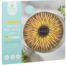 Mason & Jones Solar Powered Metal Sun Wall Art With 10 Warm White LEDs - 38cm