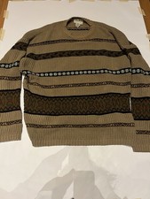 Vintage Eddie Bauer Chunky Geometric Knit Cosby Sweater Made in USA XL