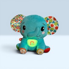 Fisher-Price Lights Learning Elephant Plush Blue Battery Operated Pre-Owned