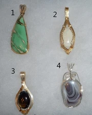 Handmade Wire Wrapped Natural Stone Pendant PICK ONE Opal, Variscite