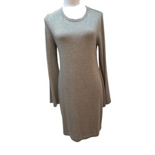 Lou & Grey Women Gray Long Sleeve Crew Neck Knit Dress Size M