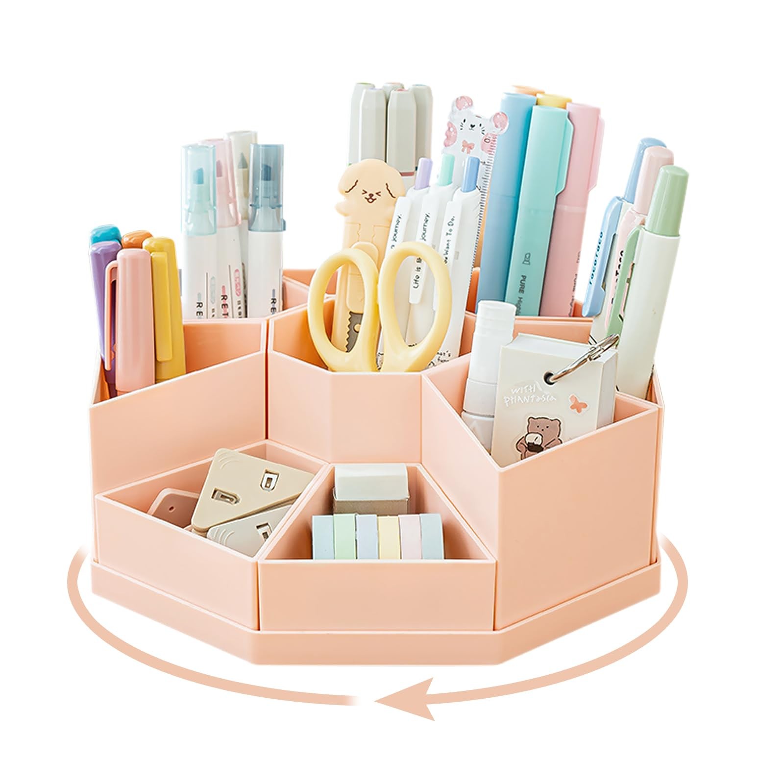 Organiseur de bureau 9 compartiments avec base pivotante pour fournitures
