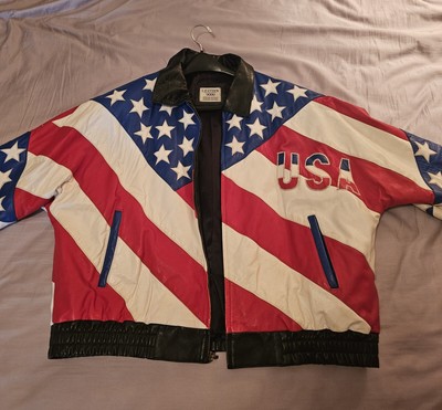Patriotic USA Old Glory Leather Jacket US Olympic Team Italian Dsn