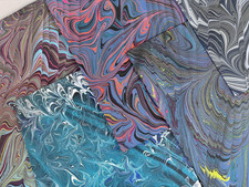 Lot Of 5 Unique Hand Marbled Paper Perfect For Bookbinding, Endpaper Handmade