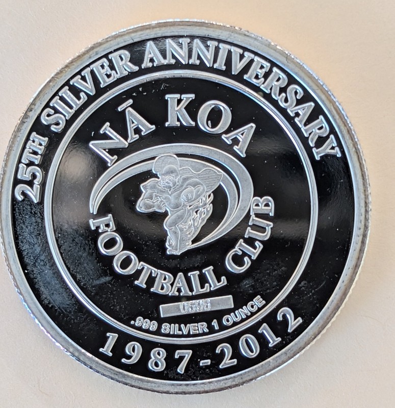 Silver 1 oz Na Koa Warrior 1987-2012 Football Club University of Hawaii