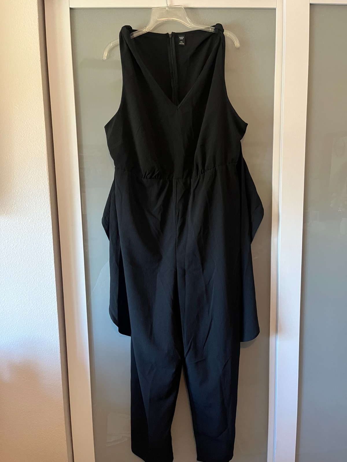 Jumpsuit 1 PC SHEIN Size 2X Black Wide Leg Zip Back Tie Waist Party/FUN #16-image