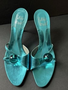 Rodolphe Menudier Stiletto Shoes Sandals 41/8.5 Blue Metallic Cocktail Party