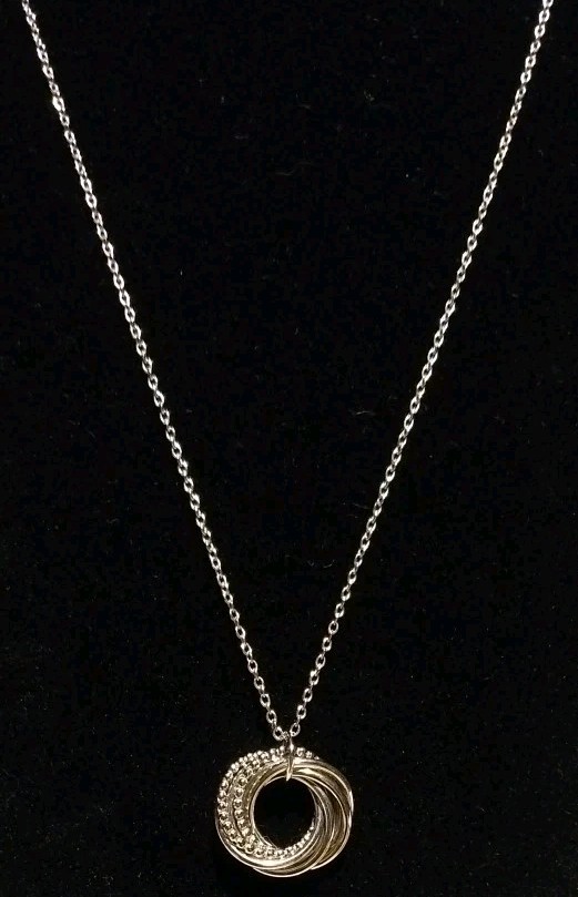 Eight Interlocking Sterling Silver Rings Necklace - image 2