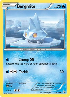 Pokémon TCG Bergmite XY Flashfire 30/106 Common NM/M Ice Chunk Water