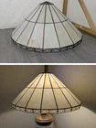 Vintage 20" Mission Tiffany Style Stained Slag Leaded Glass Lamp Shade Geometric