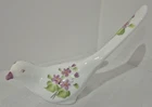 Fenton White Bird of Happiness Purple Flowers Hand-painted SIGNED