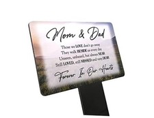 Mom  Dad Memorial Plaque Stake. Beautiful, eye-catching, waterproof grave