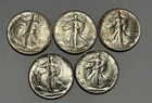 1946 AND 1946 D BU WALKING LIBERTY HALF DOLLAR LOT / 5 COINS / 3 1946, 2 1946 D