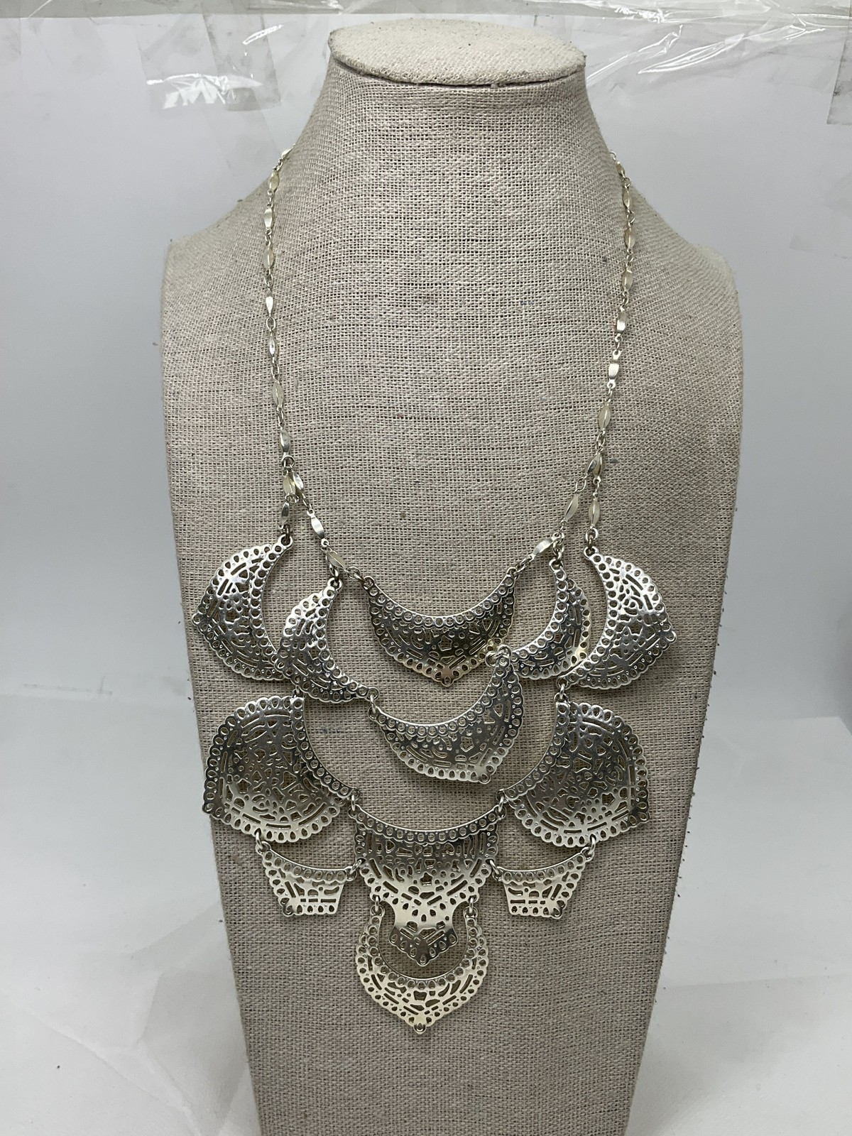 Stella & Dot Silvertone Statement Necklace - image 1