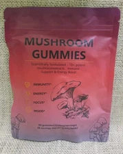 Mushroom Gummies – Vegan Supplement w/ 12 Mushroom Extract Blend for Focus 60ea