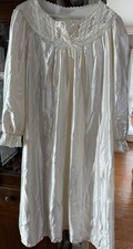 Vintage CACHET Long Tan Nightgown Nightie Lingerie W/ Lace Emb Flowers Sz L