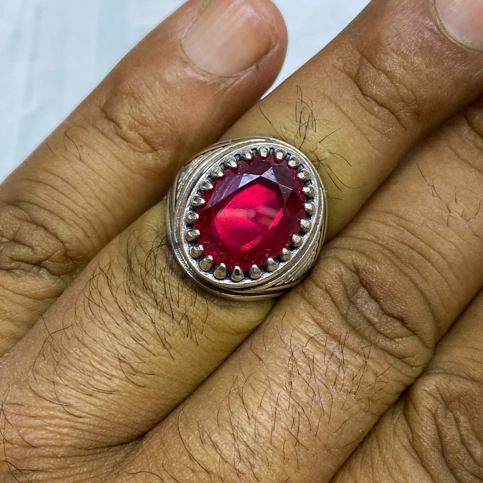 Antiguo anillo para hombre natural yemení Aqeeq ágata piedra cobre 13 EE. UU. عقيق انتيك يماني Foto 4 de 4