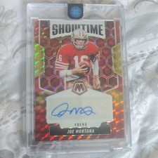 2025 Mosaic Joe Montana Showtime Autograph Legends Joe Montana Red Yellow HOF