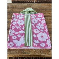 Pottery Barn Kids Hooded Towel Wrap 30 x 45" Pink Green Floral Butterflies