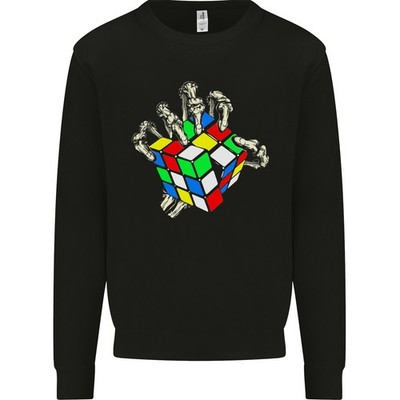 AWDis Skeleton Hand Retro Puzzle 80s Herren Sweatshirt Jumper Schwarz