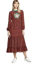 Rixo Mona Dress In Red Giraffe Print Size UK 8 XS