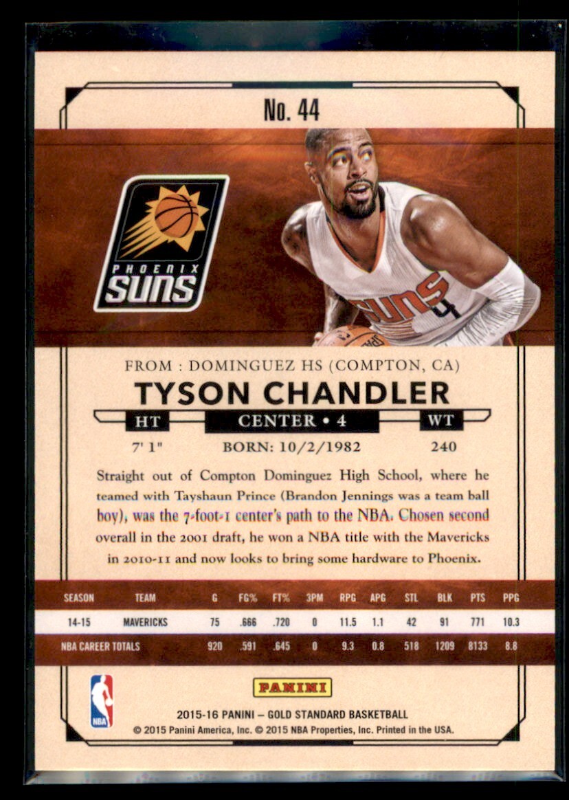 2015-16 Gold Standard Tyson Chandler Phoenix Suns #44 297/299 | eBay