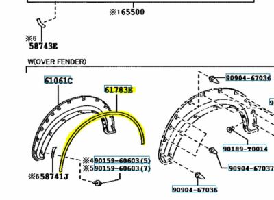 Toyota Genuine 61783-0K120-C0 Pad Rear Wheel Opening Extension No