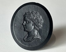 Wedgwood & Bentley 18th C Black Basalt Intaglio Seal &ndash; Classical Boy Figure