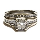14k white gold 1.23ct princess diamond halo engagement ring wedding band 7.1g  — photo 2