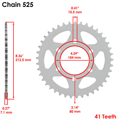 Caltric 42041-0095 420410095 Rear Wheel Chain Sprocket for
