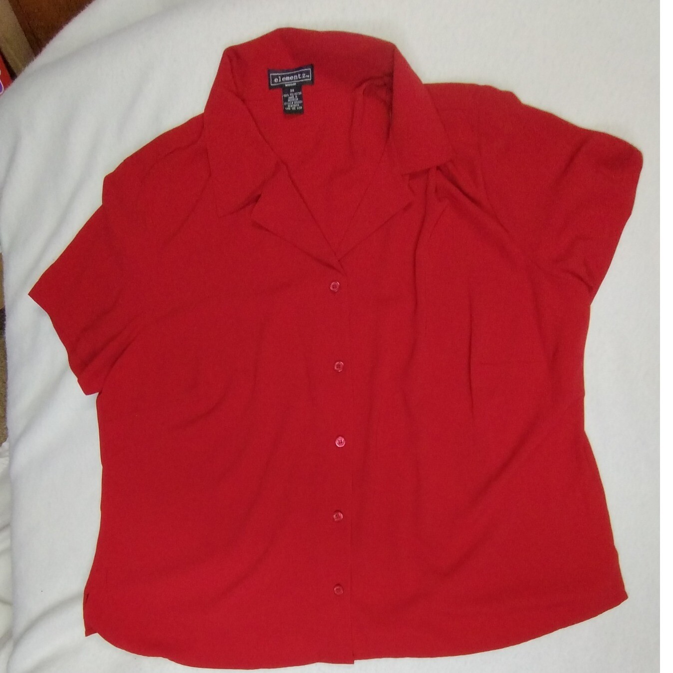 Elementz Women's Red Blouse Button Down Short Sle… - image 1