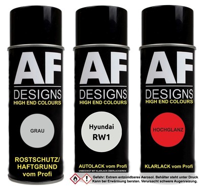 Spraydose für Hyundai RW1 Rapids White Autolack Klarlack Grundierung  Set