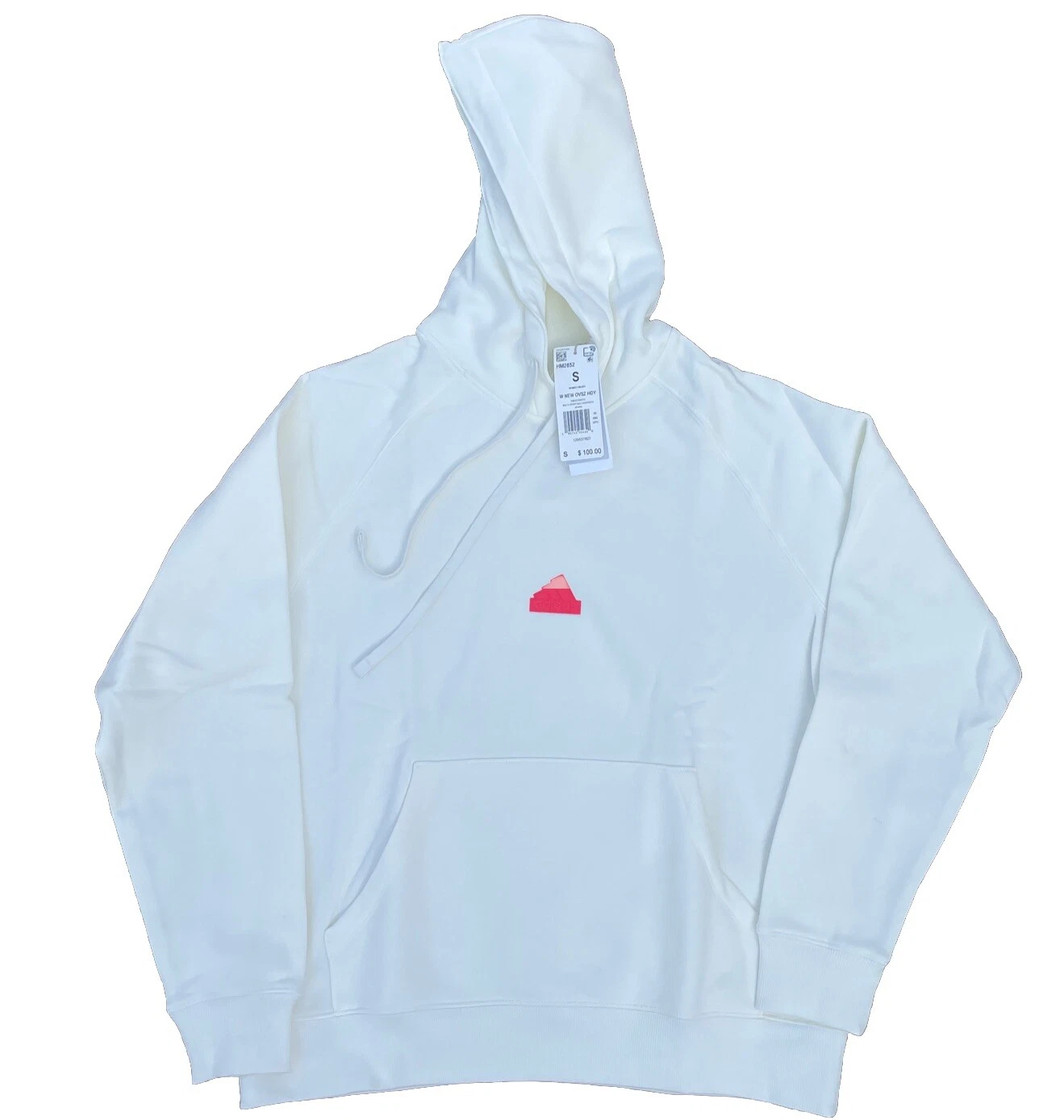 OFF WHITE Felpa con cappuccio Adidas donna S leggera bianca panna HM2855