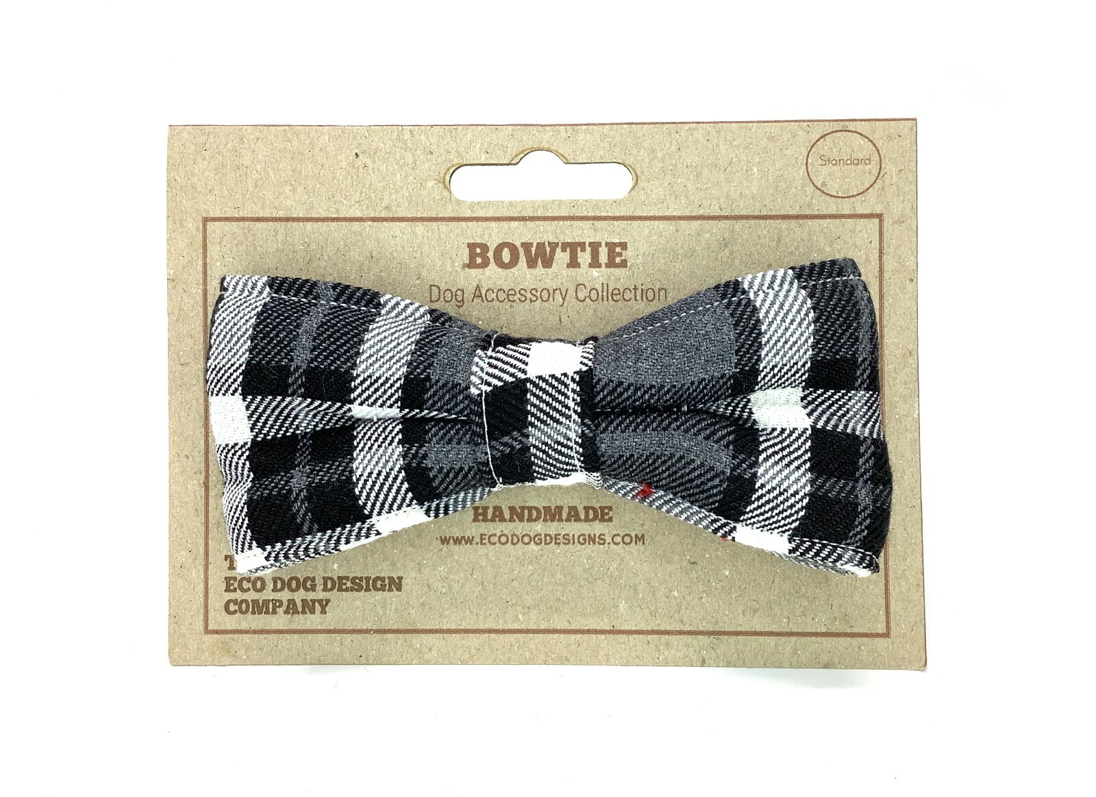 Cravatta con fiocco per cani, tartan nero, grigio e rosso - Accessori per cani Dickie Bow