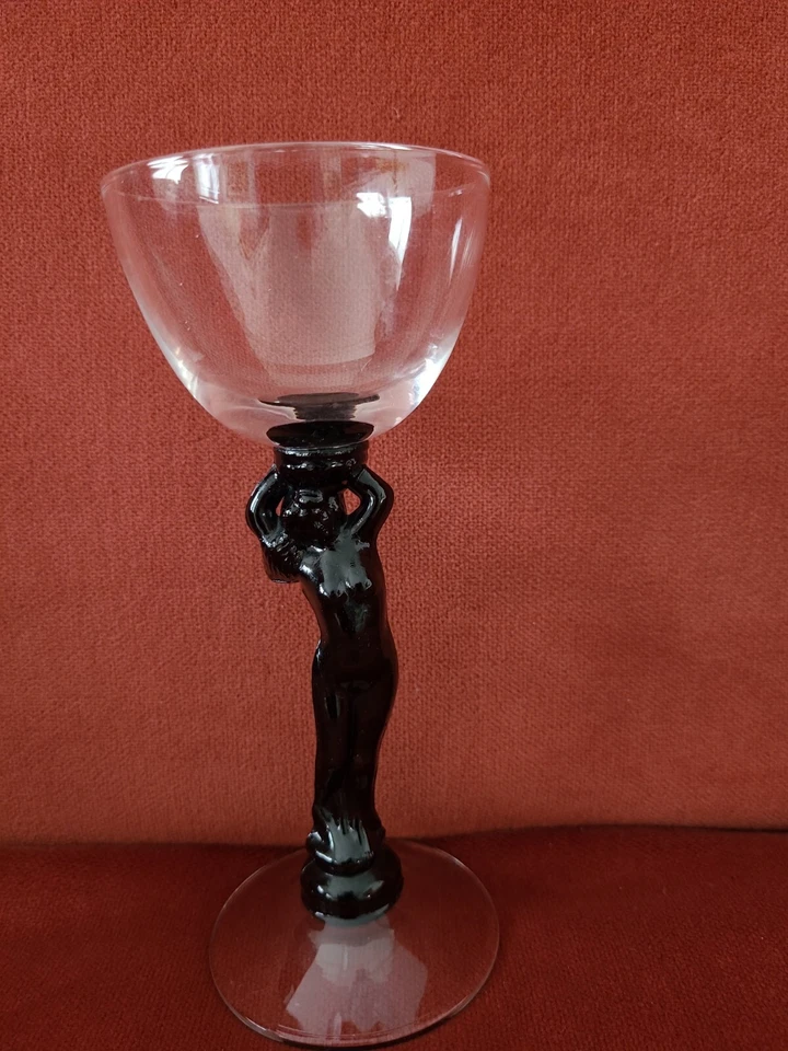 CAMBRIDGE Glass Company Ebony Black Statuesque cocktail goblet #3011 nude stem - Image 3 of 4
