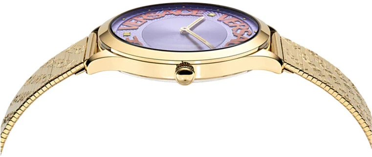 Versace VE2O00822 logo Halo viola arancione oro giallo pelle acciaio inox orologio da donna NUOVO