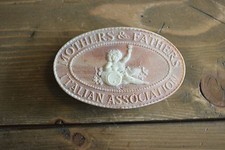 Vintage Red Soapstone Mother Fathers Italian Association Belt Buckle