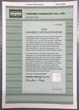 Toshiba Tungaloy * 10 Zertifikate : 4er Optionsschein WKN 878205 * OS30