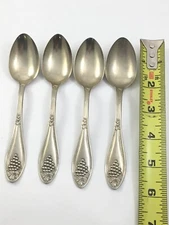 International Silver plate Lashar 1910 Grape Pattern 4 Teaspoons Flatware
