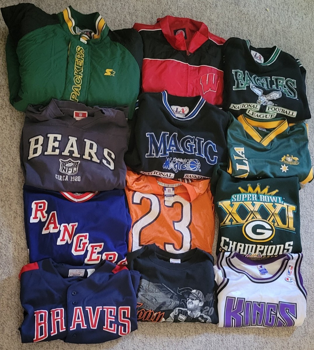 12 Pc Vintage Sports Clothes 90s/Y2K Starter, Champion, LA 12 Pc Vintage Sports Clothes 90s/Y2K Starter, Champion, LA