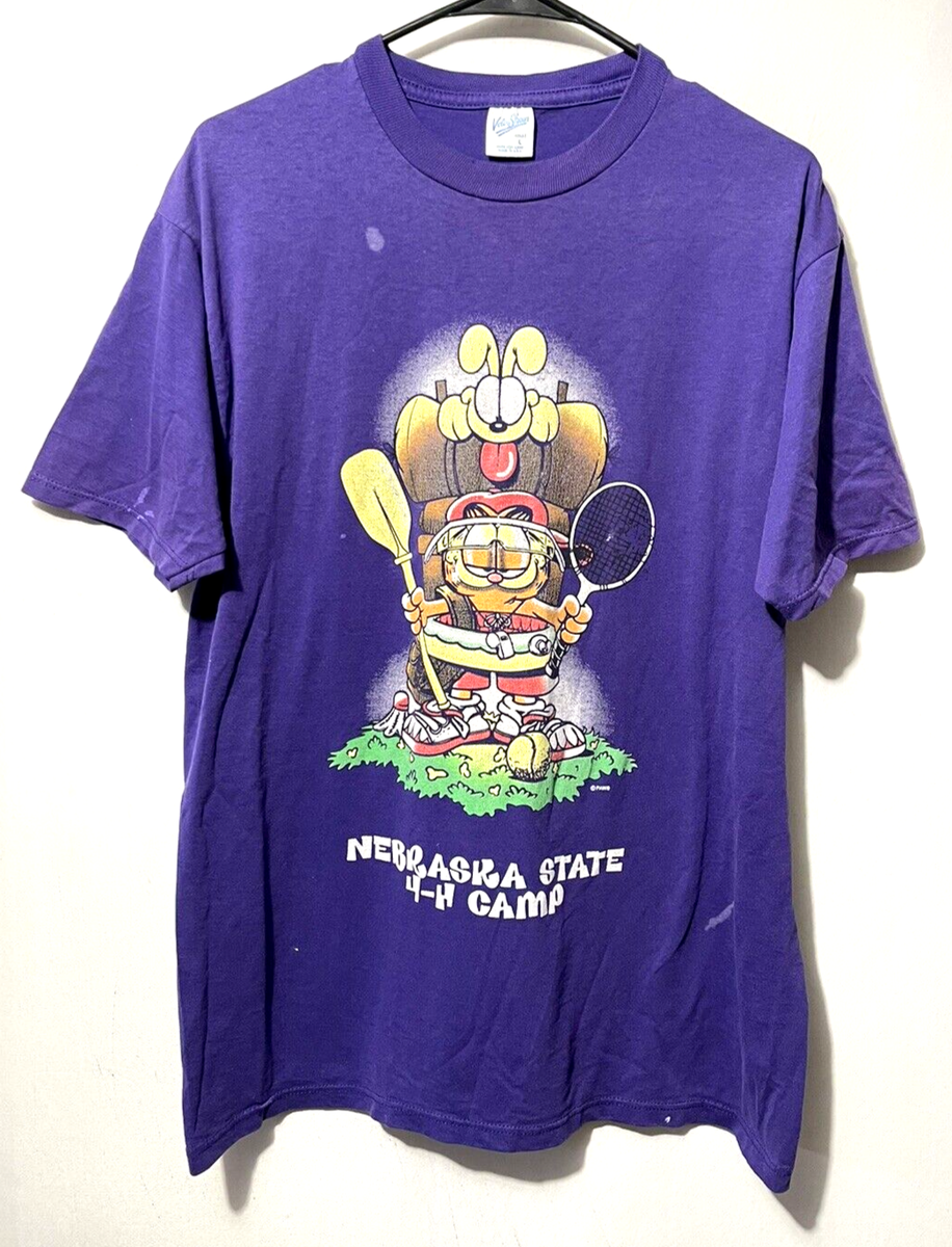 Vintage Garfield T-Shirt Outdoors Camping Velva Sheen Nebraska 4-H 
