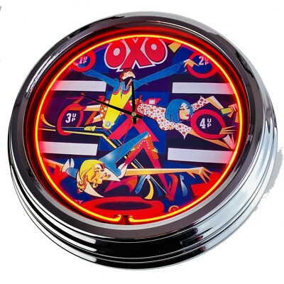 N-0540 Wanduhr ''Flipper OXO Williams 1973'' Neonuhr Küche Wohnzimmer Küche