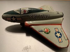 Vintage Douglass Sky Ray Fighter JET-XF4D-1- Tin Friction TOY-JAPAN-4.5"